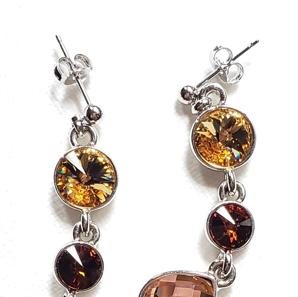 Silver plated post crystal beads drop earring - Picture 2 of 6